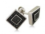 0.25 Ct Black Diamond Square Stud Earrings In Sterling Silver
