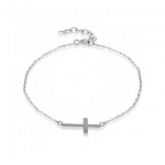 Sideways Cross Bracelet In Sterling Silver, 7 Inches