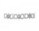 Platinum Overlay Diamond Flower Bracelet