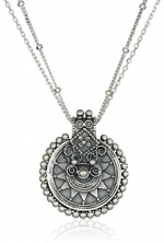 Satya Jewelry Mandala Silver Sun Mandala Double Chain Pendant Necklace