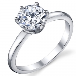 1.25 Carat Round Brilliant Cubic Zirconia CZ Sterling Silver 925 Wedding Engagement Ring Size 5