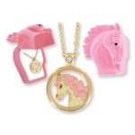 Horse Crystal Necklace With Pony Velour Hinged Gift Box