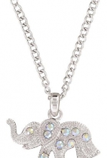 Sparkling Gift-Boxed Animal Pendants - Silver Plated with Rhinestones. (Elephant)