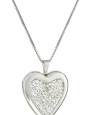 Sterling Silver White Crystal Heart Locket Necklace, 18