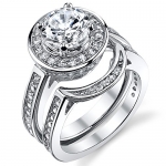 1.5 Carat Round CZ Sterling Silver Wedding Engagement Ring Bridal set with Cubic Zirconia Size 5