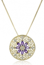 18k Yellow Gold-Plated African Amethyst Pendant Necklace, 18