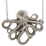 Octopus Necklace In Burnished Silver