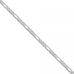 2.25 mm 14K White Gold High Polish Classic 3 + 1 Figaro Link Chain Necklace - 24 inches