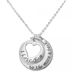 Sterling Silver ''I Love You to The Moon & Back'' Heart Pendant Set Chain Necklace 16'' + 2'' Extender
