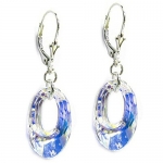 Sterling Silver Swarovski Elements Crystal Auroa Borealis Helios Ring Dangle Earrings