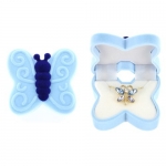 BUTTERFLY Necklace Charm Pendant w/ Crystal Wings in Butterfly Velour Gift Box (Blue)