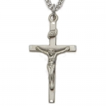 1 1/2 Sterling Silver Crucifix Necklaces in an Satin Finish on 24 Chain
