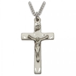 1 1/2 Sterling Silver Engraved Crucifix on 24 chain