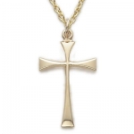 10k Gold Filled Flared Stick Cross Necklace on 18 Chain