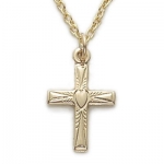 10k Gold Filled Centered Heart Cross Necklace on 16 Chain