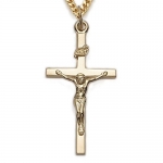 1 1/2 10k Gold Filled Crucifix Necklaces in a Polished Finish on 24 Chain