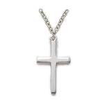 Sterling Silver Plain Cross Necklace on 18 Chain