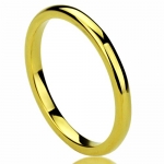 2MM Stainless Steel Wedding Band Ring Yellow Yellow Tone High Polished Classy Domed Ring (5 to 11) - Size: 6
