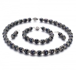PearlsOnly MarieAnt Black 8.0-8.5mm AA Freshwater Cultured Pearl Set