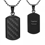 Willis Judd Men's Black Stainless Steel Dog Tag Pendant Engraved Together Forever with Black Carbon Fiber and Necklace with Gift Pouch