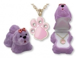 Children's Dog Paw Pendant Necklace in Matching Jewelry Gift Box