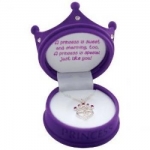 Purple Princess Pendant Necklace in Tiara Crown Shaped Gift Box