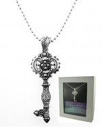 Key To Success Filigree Silver & Crystal Key Pendant Gift Boxed