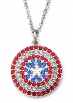Marvel Comics Captain America Rhinestone Shield Pendant Necklace