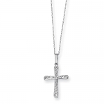 14K White Gold Diamond Fascination Cross Necklace - 18 inches