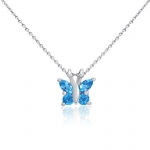 Sterling Silver Swiss Blue Topaz Butterfly Pendant 1/2ct tw 18 Necklace