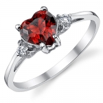 Sterling Silver 925 Red Simulated Garnet Color Cubic Zirconia Love Ring 5