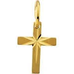 14k Yellow Gold Childs Cross Pendant With Star 10x7.5mm - JewelryWeb