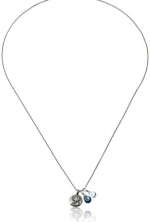 Satya Jewelry Classics Silver-Tone Lotus and Blue Topaz Regeneration Charm Necklace
