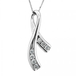 14k White Gold 7 Stone Ribbon Journey Diamond Pendant Necklace (3/8 Carat)
