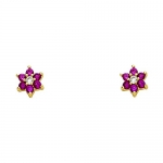 14k Gold Plated Brass Flower Stud Earrings with Screwback