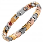 Womens Tri Colour Gold Four Element Magnetic Titanium Bracelet + Free Link Removal Tool By Willis Judd