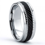 7MM Men's Stainless Steel Black Plated Crystal Cut Ring Wedding Band Jewelry Size 12