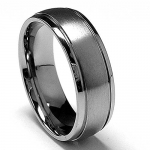 7 MM High Polish / Matte Finish Titanium ring with Grooves size 7.5