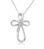 Journey Diamond Infinity Cross Pendant-Necklace in Sterling Silver on an 18 inch Chain