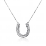 Sterling Silver and Diamond Horseshoe Necklace (1/10cttw. 18 inches)