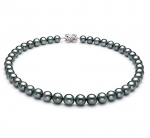 Peacock 8-10mm AAA+ Quality Tahitian 18K White Gold Pearl Necklace-18 in Princess length