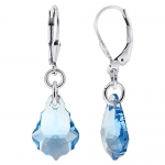 SCER303 Sterling Silver Aquamarine Color Drop Handmade Earrings Made with Swarovski Crystal Elements