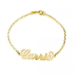 Name Bracelet , 925 Sterling Silver Plated in 18k Gold Initial Bracelet, Name Pendant (5.5 Inches)