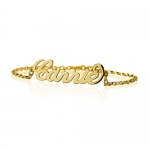 Name Bracelet , 925 Sterling Silver Plated in 18k Gold Initial Bracelet, Name Pendant (6.5 Inches)