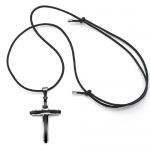 Shining Spirit Stainless Steel Black Cross Pendant Mens Necklace