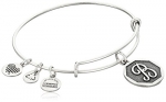 Alex and Ani Rafaelian Silver Finish Initial B Expandable Wire Bangle Bracelet