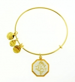 Alex and Ani Fortune's Bliss Sweet Pea Yellow Gold Expandable Wire Bangle Bracelet