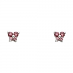 Sterling Silver Rhodium Plated Butterfly Stud Earrings with Screw-Back