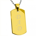 Gold Plated Stainless Steel DAD Engraved Dog Tag Pendant