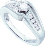 Ladies 14k White Gold .40ct Round Cut Diamond Engagement Wedding Band Ring Set